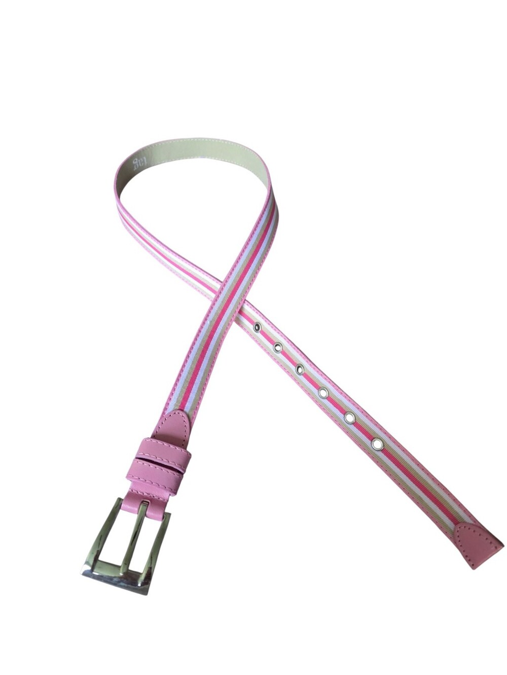 Tag Pink, White & Light Blue Striped Women's Belt